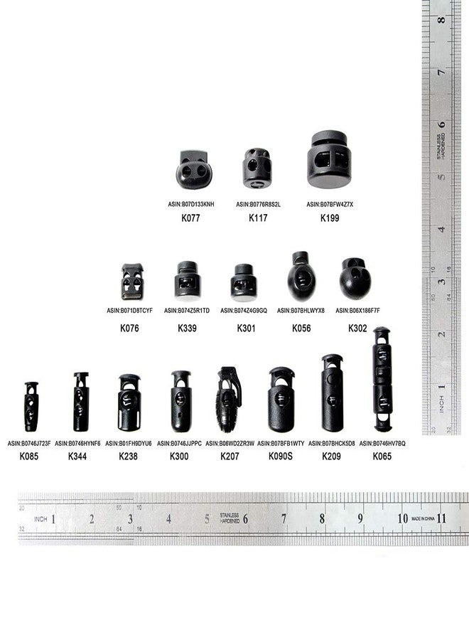 DYZD Double Hole Plastic Cord Locks End Spring Stop Toggle Stoppers Multi-Colour (10PCS, Black) - Image 3