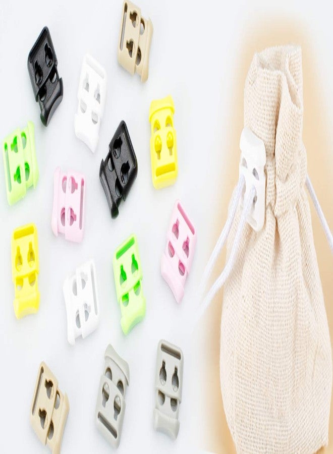 DYZD Double Hole Plastic Cord Locks End Spring Stop Toggle Stoppers Multi-Colour (10PCS, Black) - Image 4