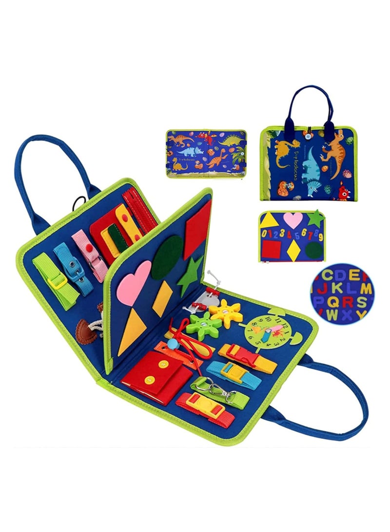 Montessori Toys for Toddlers Develop Basic Skills, Travel Educational Toys Learning Basic Dress Skills Sensory Toys for 3 4 Year Old Boys Girls Birthday for Kids (Navy Blue)  - Image 1