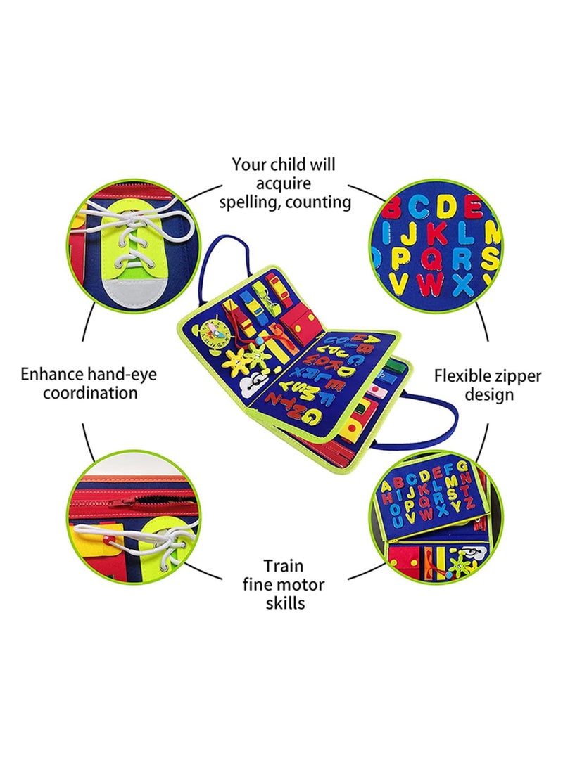 Montessori Toys for Toddlers Develop Basic Skills, Travel Educational Toys Learning Basic Dress Skills Sensory Toys for 3 4 Year Old Boys Girls Birthday for Kids (Navy Blue)  - Image 3