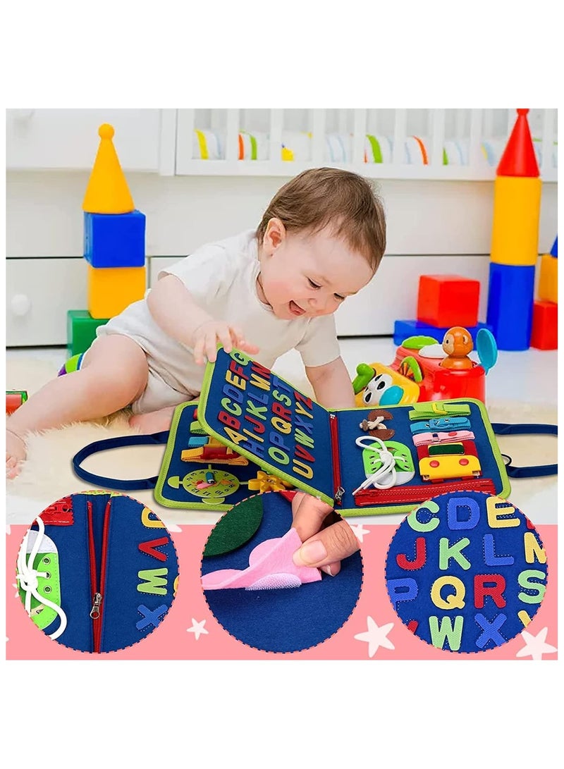 Montessori Toys for Toddlers Develop Basic Skills, Travel Educational Toys Learning Basic Dress Skills Sensory Toys for 3 4 Year Old Boys Girls Birthday for Kids (Navy Blue)  - Image 5