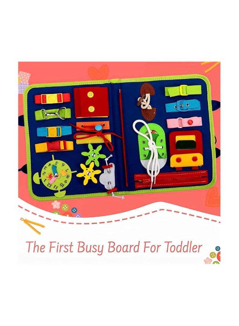 Montessori Toys for Toddlers Develop Basic Skills, Travel Educational Toys Learning Basic Dress Skills Sensory Toys for 3 4 Year Old Boys Girls Birthday for Kids (Navy Blue)  - Image 2