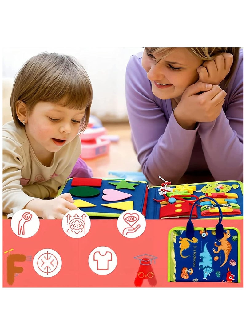 Montessori Toys for Toddlers Develop Basic Skills, Travel Educational Toys Learning Basic Dress Skills Sensory Toys for 3 4 Year Old Boys Girls Birthday for Kids (Navy Blue)  - Image 4