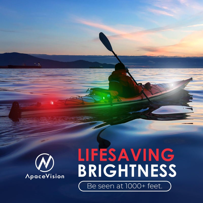 Apace Vision KayaLuma LED Kayak Lights (3 Pack) | Clip On IPX5 Waterproof Marine Navigation Lights for Night Kayaking, Canoeing, Boating, Fishing | High Visibility Kayak Accessories - Image 3