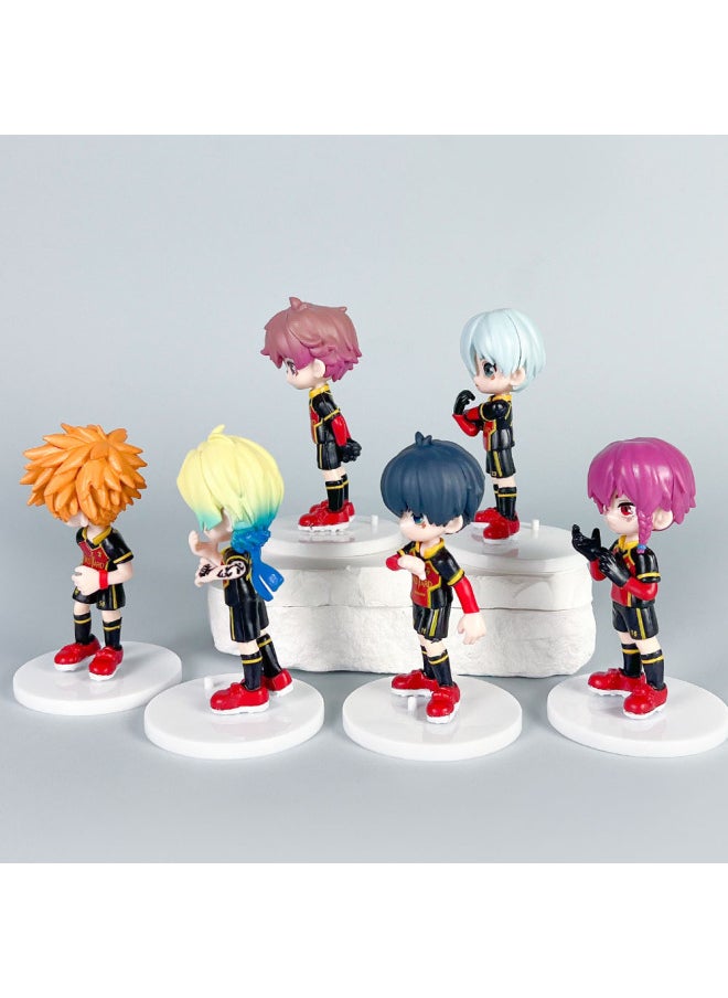 null - Blue Purgatory Q Edition Hand-held Animation Hao Shi-yi Bee Le Return To China God Model Ornaments Archaeological Doll Gashapon Cross-border-Color:Black Clothes-blue Prison 6-piece Set [bag] - Image 1