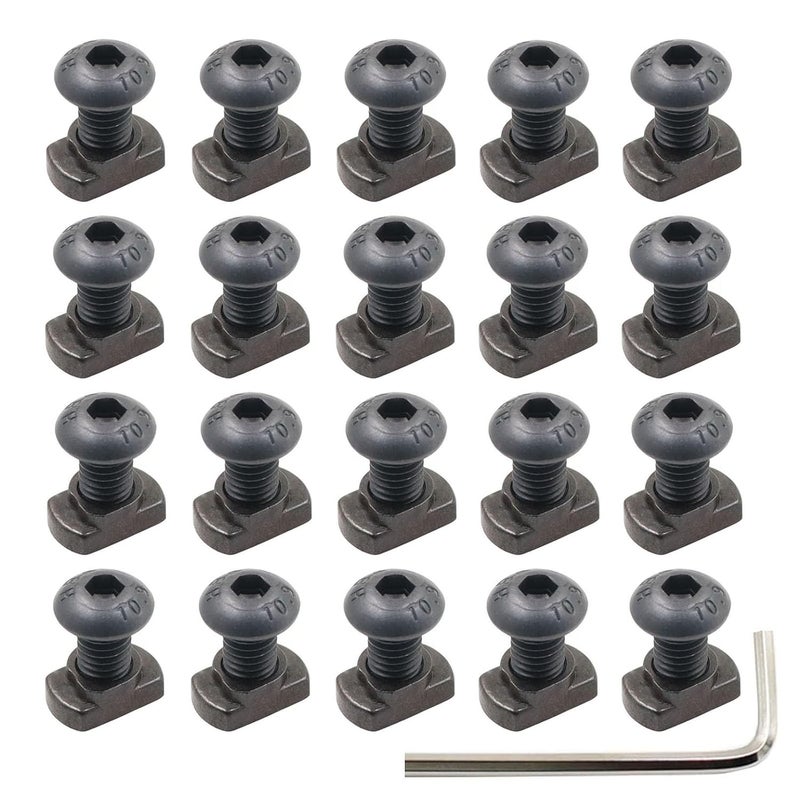 Jmtac 24 Sets M5 Mlok T-Nuts & Screws Replacement Sets Steel, for Mlok System Accessory Installation, with Allen Key (M5-Button-Head Cap) - Image 1