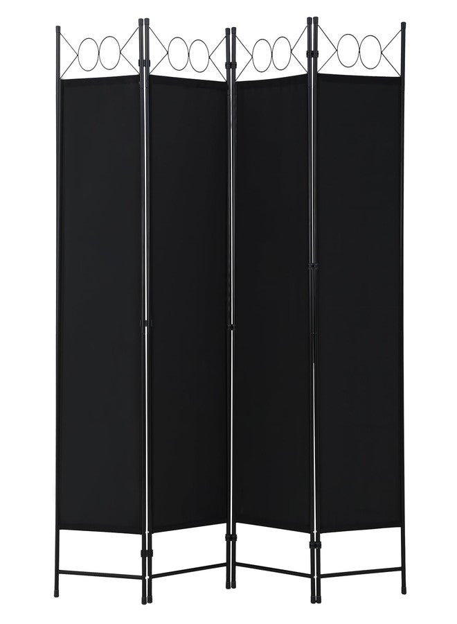 FDW 4 Panel Room Divider, 6FT Folding Privacy Screen Freestanding Partition Wall, Portable Room Separator for Dorm Bedroom Office Studio, Durable Metal Frame & Breathable Fabric, Dark Black - Image 1