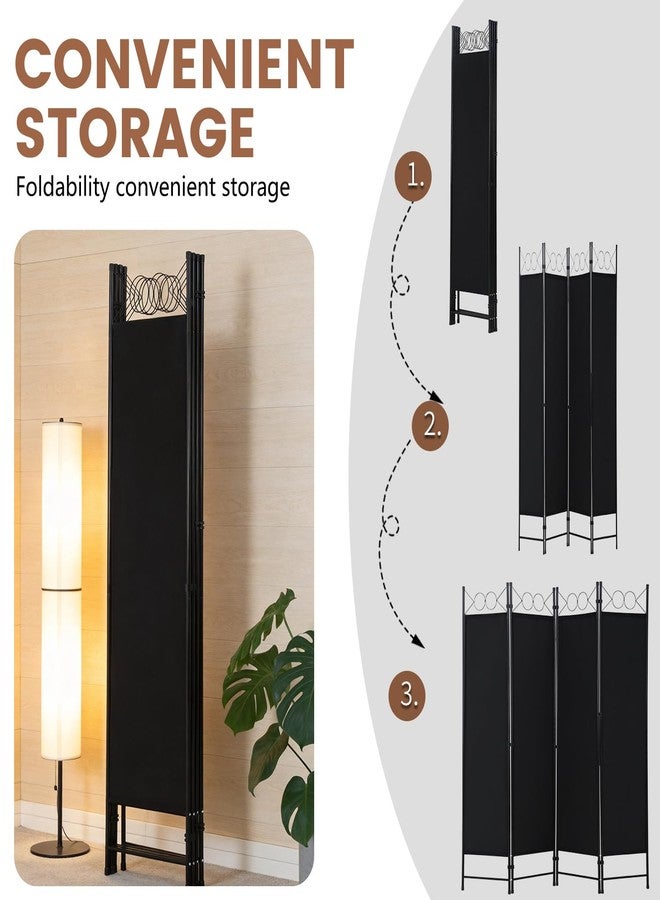 FDW 4 Panel Room Divider, 6FT Folding Privacy Screen Freestanding Partition Wall, Portable Room Separator for Dorm Bedroom Office Studio, Durable Metal Frame & Breathable Fabric, Dark Black - Image 4