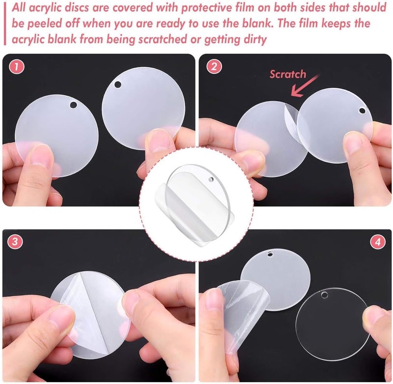 Bolivia's Acrylic Keychain Making Kit - 120 PCS Including Jump Rings, Keychain Rings, Circle Discs and Craft Tassels for DIY Projects - Image 3