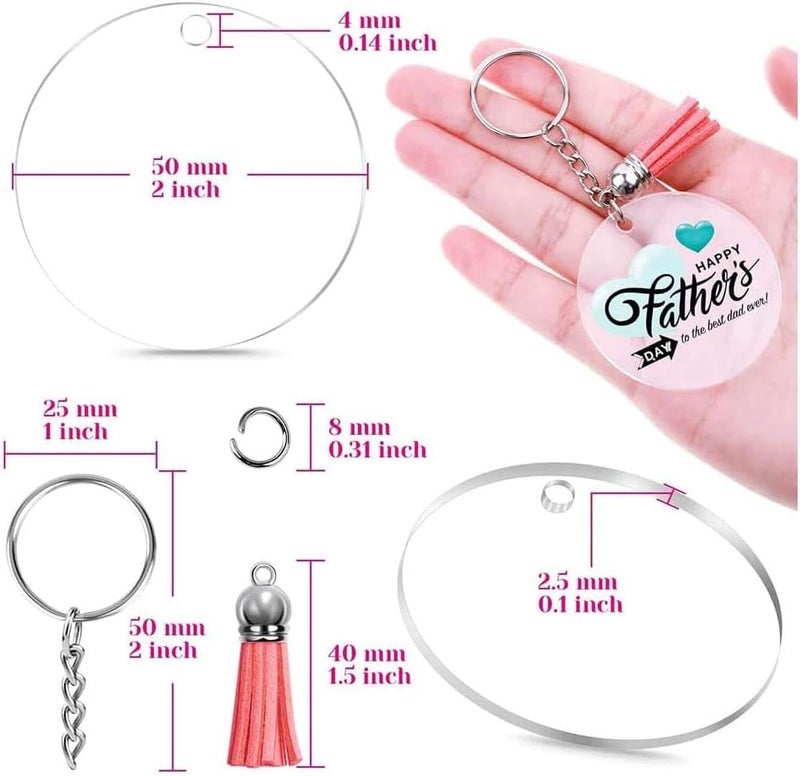 Bolivia's Acrylic Keychain Making Kit - 120 PCS Including Jump Rings, Keychain Rings, Circle Discs and Craft Tassels for DIY Projects - Image 5