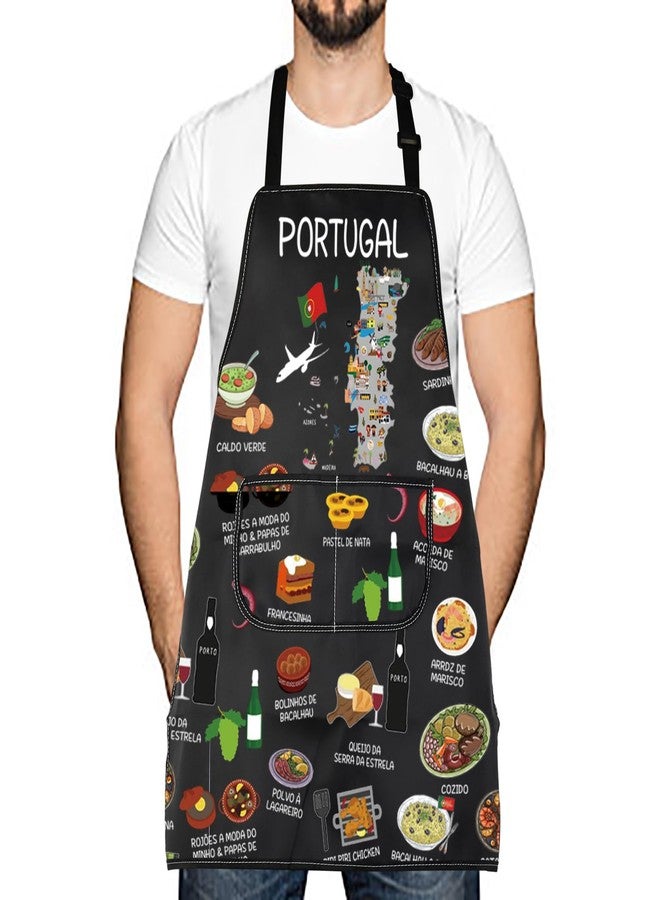 LEVLO Portugal Country Map Europe Cuisine Lover Kitchen Apron Mom Dad BFF Portuguese Food Cooking Travel Apron (Portugal) - Image 1