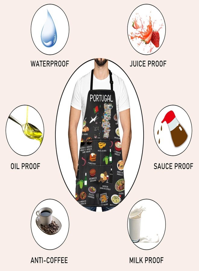 LEVLO Portugal Country Map Europe Cuisine Lover Kitchen Apron Mom Dad BFF Portuguese Food Cooking Travel Apron (Portugal) - Image 3