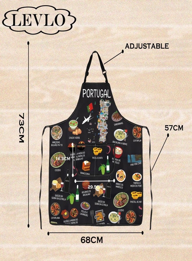 LEVLO Portugal Country Map Europe Cuisine Lover Kitchen Apron Mom Dad BFF Portuguese Food Cooking Travel Apron (Portugal) - Image 2