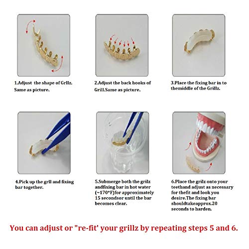 OOCC 18k Gold Plated Grills Hip Hop Teeth Grillz Caps Top and Bottom Set for Your Teeth (Silver) - Image 5
