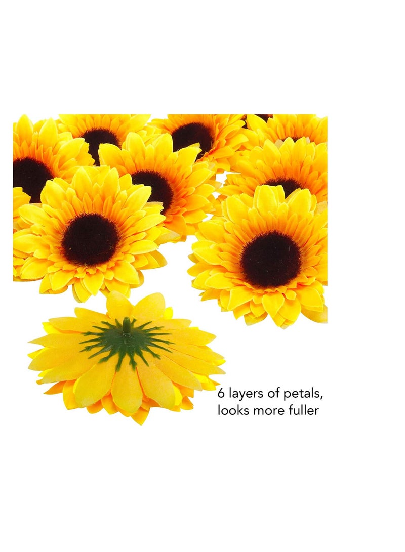 SYOSI 32 قطعة 3 5 عباد الشمس المزيف رؤوس عباد الشمس الاصطناعية زخارف عباد الشمس من الحرير زينة لشجرة الحرف منزلي حفلة زفاف ديكور - Image 1
