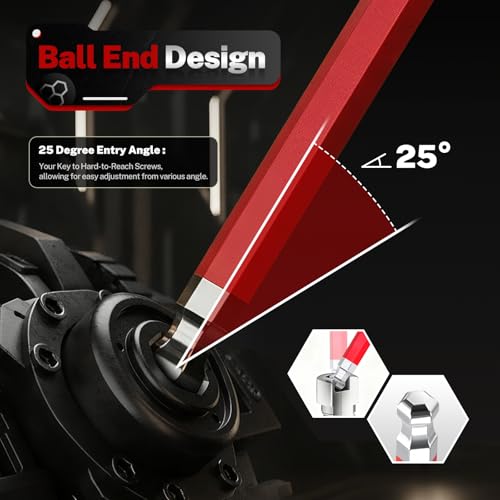 TOMMARS 26-PC Allen Wrenches Set Magnetic Ball End Extra Long Arm Allen Key Set With T-Handle Color Coded Hex Key Set SAE(0.05-3/8") Metric(1.27mm-10mm) - Image 3