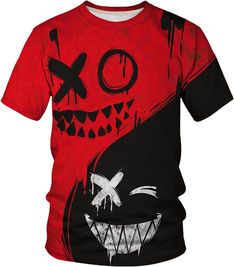 Keasmto Mens T Shirts Casual Stylish Summer Cool Shirt Graphic Short Sleeve Fashion Tees T-Shirts Tops Black Red L - Image 1