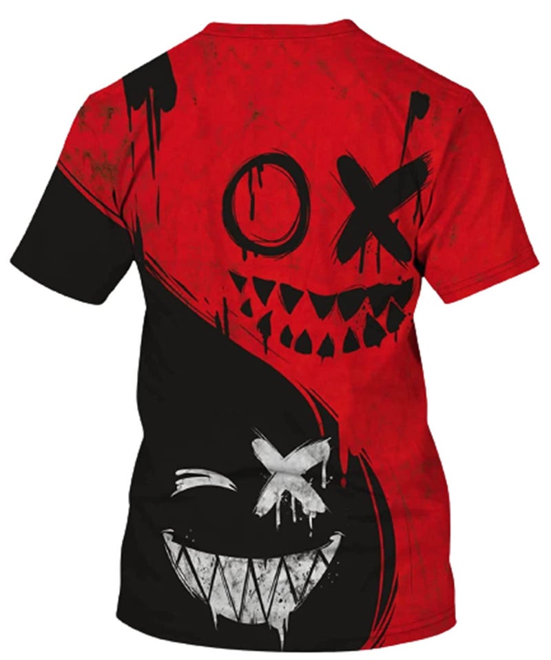Keasmto Mens T Shirts Casual Stylish Summer Cool Shirt Graphic Short Sleeve Fashion Tees T-Shirts Tops Black Red L - Image 2