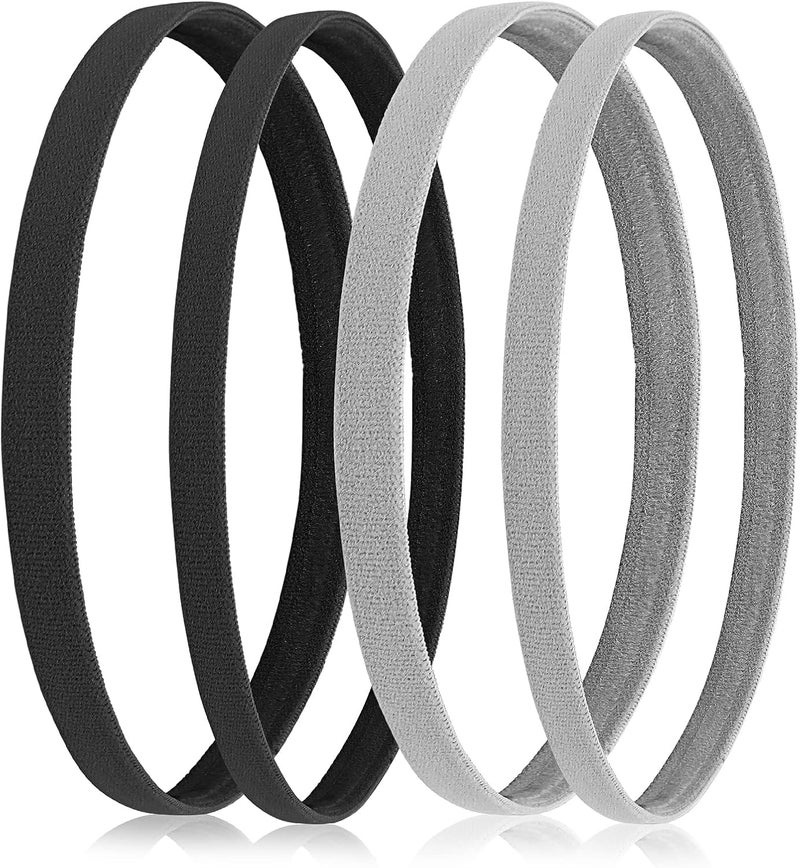 سيبا 4 قطع رباط رأس رياضي مرن رفيع غير قابل للانزلاق مع قبضة سيليكون لليوغا والتمارين وكرة القدم للرجال والنساء والفتيان والفتيات