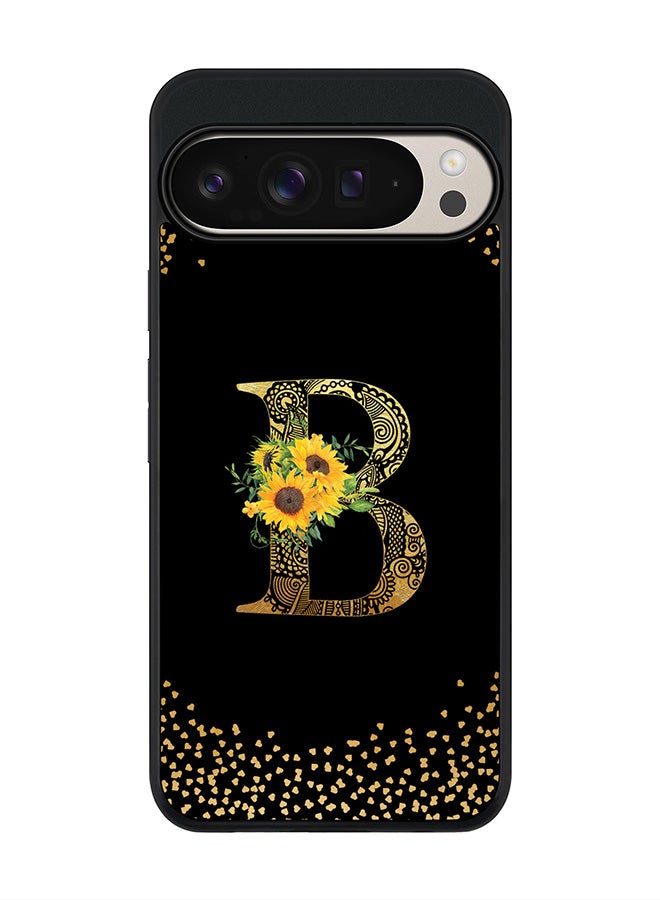 Stylizedd غطاء لجهاز Google Pixel 9 Pro XL، حماية كاميرا نحيفة، غطاء هاتف مضاد للصدمات - تصميم زهور مخصص - ب (أسود) - Image 1
