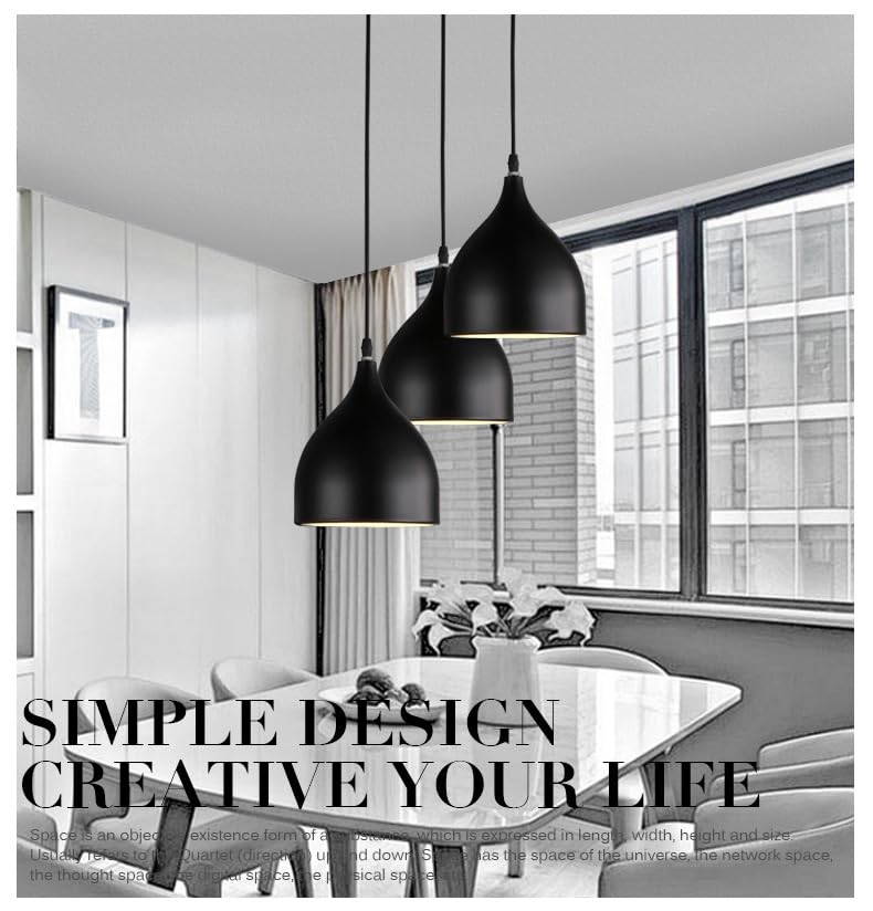 GreyWings Triple Dome Black Aluminium Hanging Pendant Light for Ceiling, Drop, Modern & Antique Decor, E-27 Holder, (Bulb is not Included), Cluster Set - Image 4