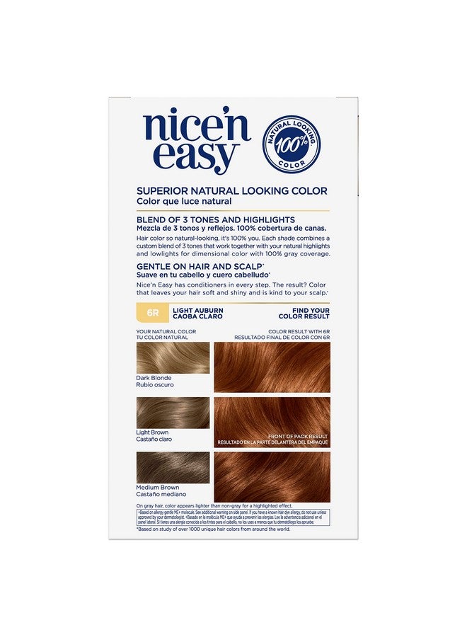 CLAIROL صبغة شعر دائمة من Nice'N Easy، لون شعر بني فاتح 6R، عبوة من قطعة واحدة **قد تختلف العبوة - Image 3