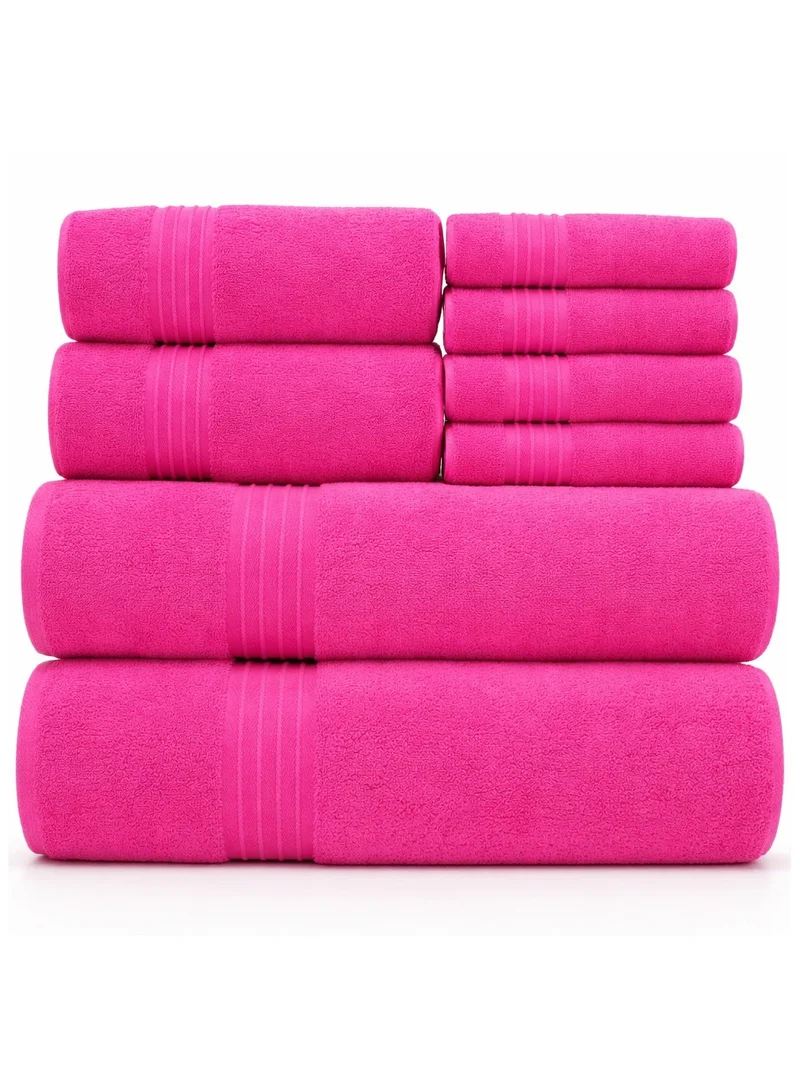 بليس كاسا Bliss Casa - 8 Pieces Towel Set - 2 Bath Towels, 2 Hand Towels, and 4 Washcloths, 600 GSM Ring Spun Cotton Highly Absorbent Towels for Bathroom, Shower Towel