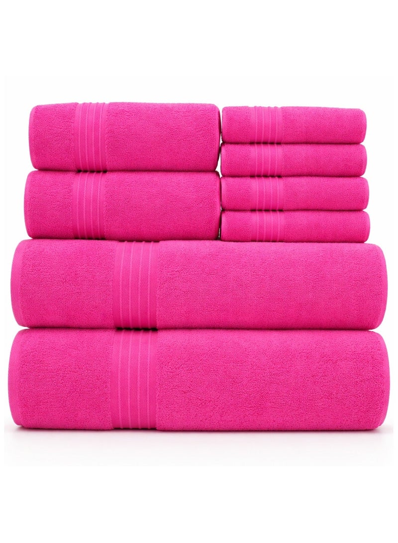 Bliss Casa - 8 Pieces Towel Set - 2 Bath Towels, 2 Hand Towels, and 4 Washcloths, 600 GSM Ring Spun Cotton Highly Absorbent Towels for Bathroom, Shower Towel - Image 1