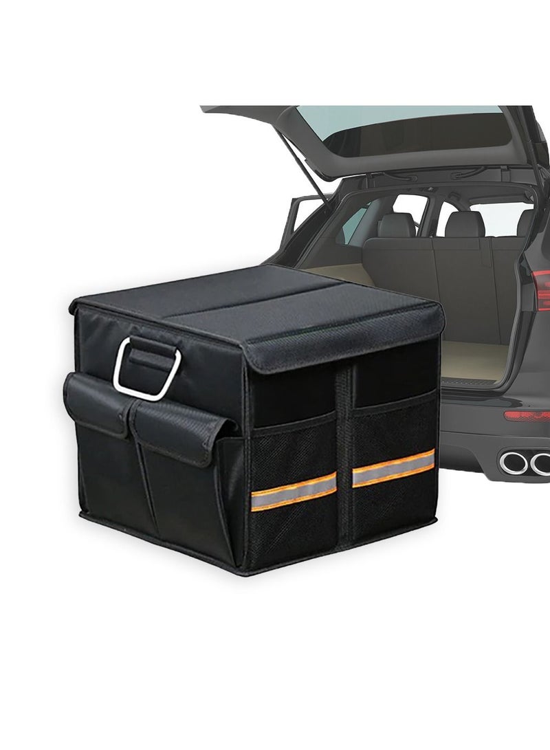 Car Trunk Organizer Collapsible Multi Compartment 36L Storage Box Oxford Polyester With Reflective Strips - Image 1