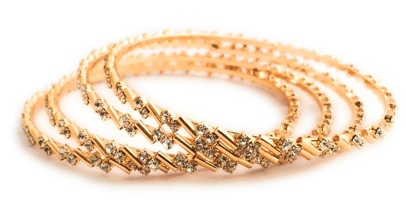 Sasitrends Copper One Gram Gold Plated Stone Bangles for Women and Girls - Set of 4 - Image 5