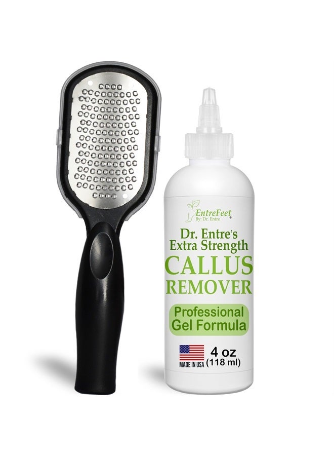 EntreFeet Dr. Entre's Callus Remover Gel & Foot File: Extra Strength Callus Remover for Feet, Foot Callus Remover Care, Pedicure Tools Supplies, Spa Kit, Dead Skin Scrubber, 4 oz - Image 1