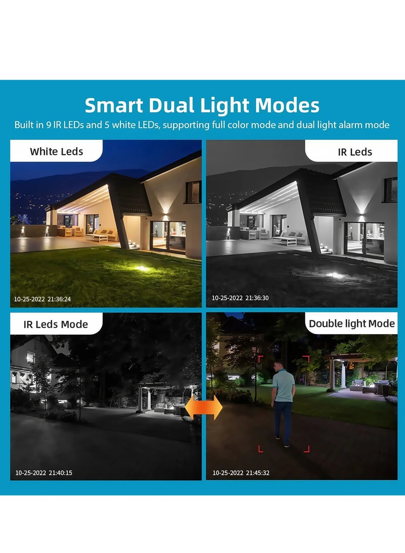 12MP 6K Solar 4G Secruity Camera True Triple Lens Triple View PTZ 360 Full Color Night Vision Outdoor PIR Human Detection，3 lenses show 3 views,  motion detection + red - blue alerts,  two - way talk—all - round! (With 128GB SD Card) - Image 5