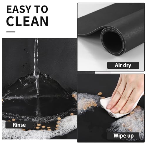 HotLive Pet Feeding Mat - Absorbent Dog Mat for Food and Water, No Stains Cat Bowl Mat, Easy to Clean Pet Placemats, Quick Dry Dog Water Dispenser Mat for Messy Drinkers | Paw Black 12"x 19" - Image 3
