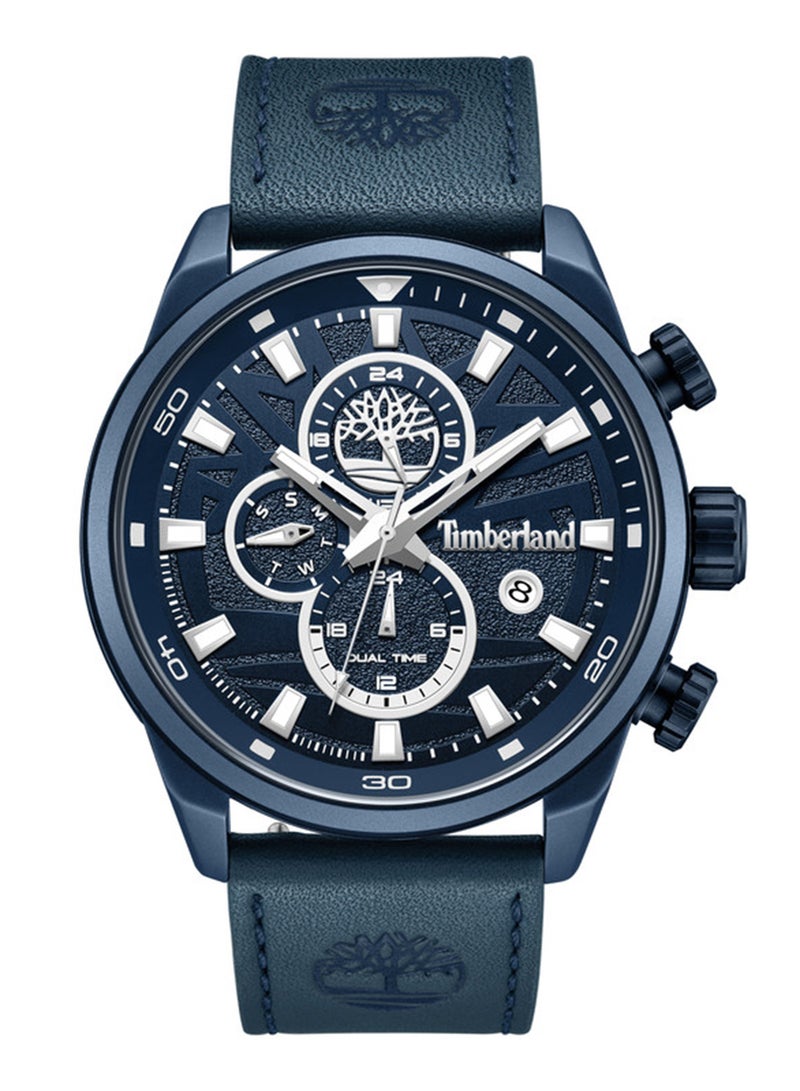 Timberland Men Henniker II Blue Dial Leather Strap Multifunction Watch for Men, 46mm - Image 1