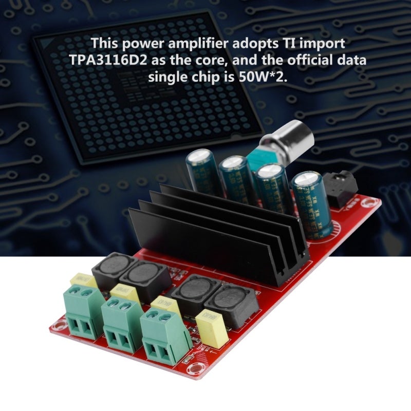 Double Channel Power Amplifier Board 100Wx2 Digital Amplifier Module - TI TPA3116D2 Core Bridge Connection Technology - High Power Pure Digital Audio Board for 12-24V DIY Speaker Systems - Image 4