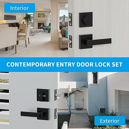 HIDALIFE Front Door Lock Set,Keyed Alike Heavy Duty Exterior Door Lock Set,Entry Door Handle and Single Cylinder Deadbolt Combo for Office and Home Security, Reversible for Right and Left Side, 2 Pack - Image 2