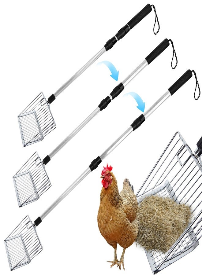 أوفيل مجرفة صغيرة لفضلات الدجاج مقاس 5 بوصات، مجرفة لفضلات حظيرة الدجاج بمقبض قابل للتعديل من الفولاذ المقاوم للصدأ، مجرفة متعددة الوظائف لفضلات الدجاج مع فتحة تعليق لتنظيف حظيرة الدجاج وفضلات الحيوانات الأليفة - Image 1
