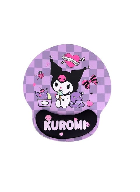 Anime Kuromi Mouse Pad Ergonomic Mouse Pad with Wrist Support Cartoon Cute Rest Office Mousepad Non-Slip PU Base Gamepad Mat Rubber Base for Laptop Computer