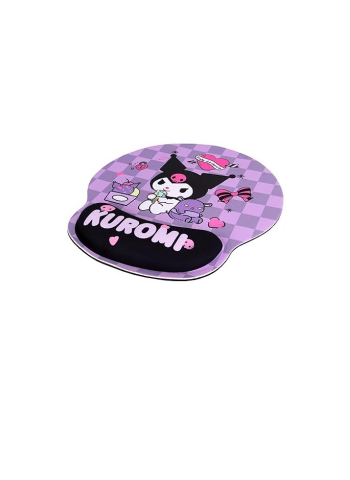 Anime Kuromi Mouse Pad Ergonomic Mouse Pad with Wrist Support Cartoon Cute Rest Office Mousepad Non-Slip PU Base Gamepad Mat Rubber Base for Laptop Computer