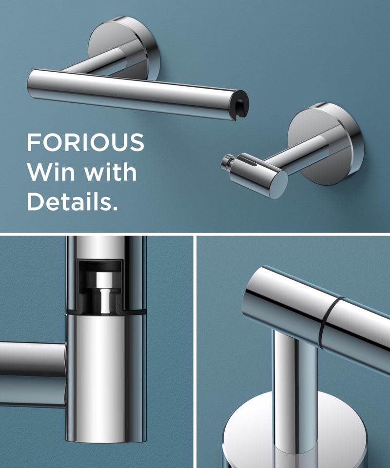 FORIOUS Toilet Paper Holder Wall Mount, Stainless Steel Rustproof Double Post Pivoting Tissue Roll Holder for Bathroom, Commercial Toilet Paper Dispenser, Chrome - Image 5