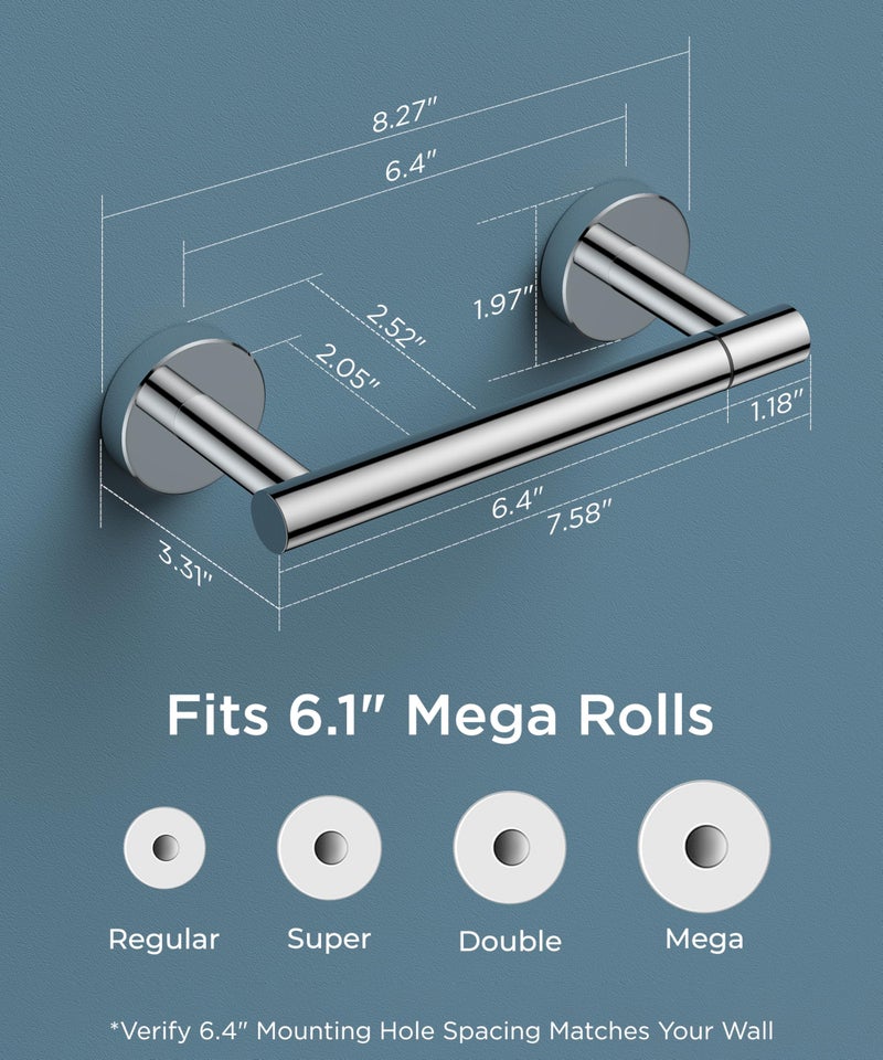 FORIOUS Toilet Paper Holder Wall Mount, Stainless Steel Rustproof Double Post Pivoting Tissue Roll Holder for Bathroom, Commercial Toilet Paper Dispenser, Chrome - Image 2