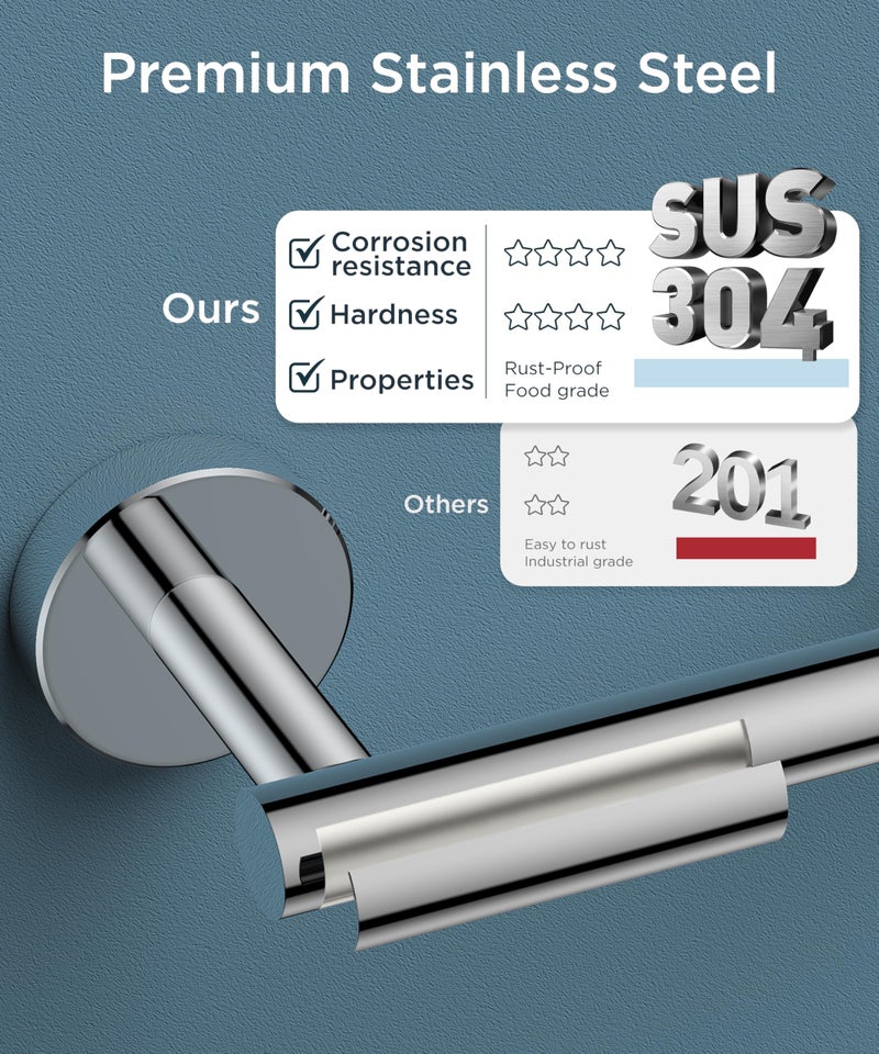 FORIOUS Toilet Paper Holder Wall Mount, Stainless Steel Rustproof Double Post Pivoting Tissue Roll Holder for Bathroom, Commercial Toilet Paper Dispenser, Chrome - Image 4