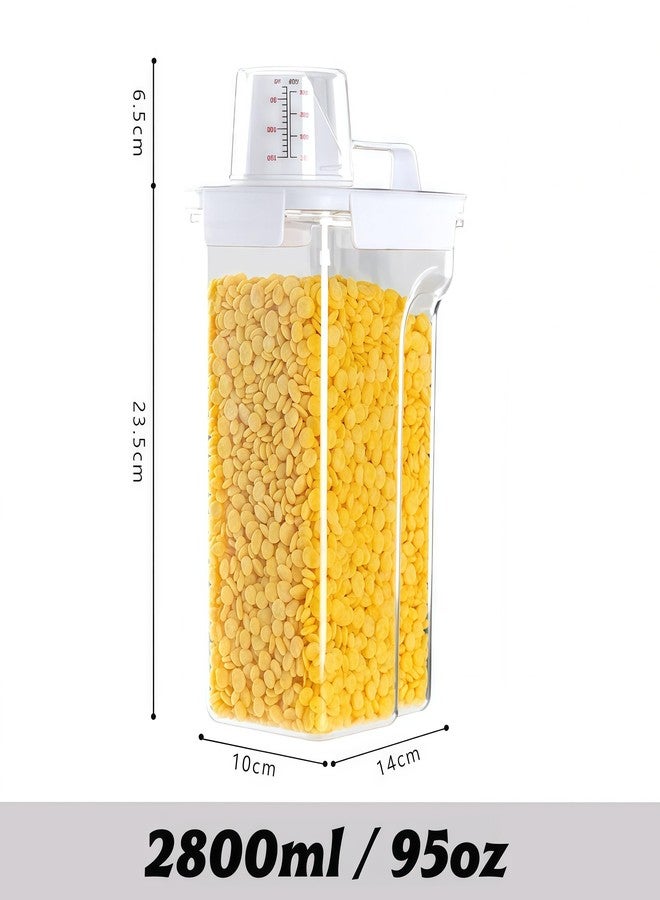 Komost Airtight Food Storage Canisters with Measuring Cup - Ideal for Cereal, Flour & Sugar | Kitchen Pantry Organization Containers, Dry Food Storage (2800ml) - Image 2