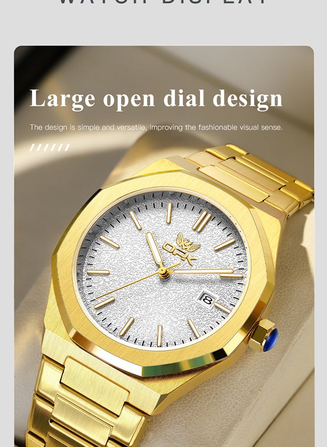 OPK Men's Octagonal Steel Band Men's Watch Form Calendar Luminous Quartz Watch 6046 - Image 3
