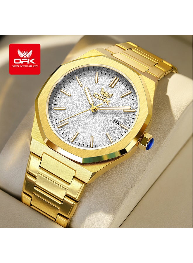 OPK Men's Octagonal Steel Band Men's Watch Form Calendar Luminous Quartz Watch 6046 - Image 1