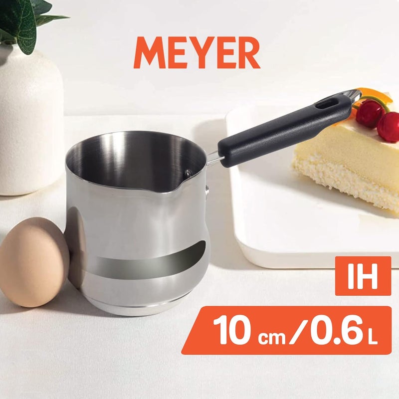 MEYER Meyer Nickel Free Stainless Steel Mini Pot Milk Pan Tea Pan Stainless Steel Milk Pan Induction Base Chai Pan Small Saucepan Milk Boiling Vessel Saucepan with Handle 10cm Grey 060 liter  - Image 2