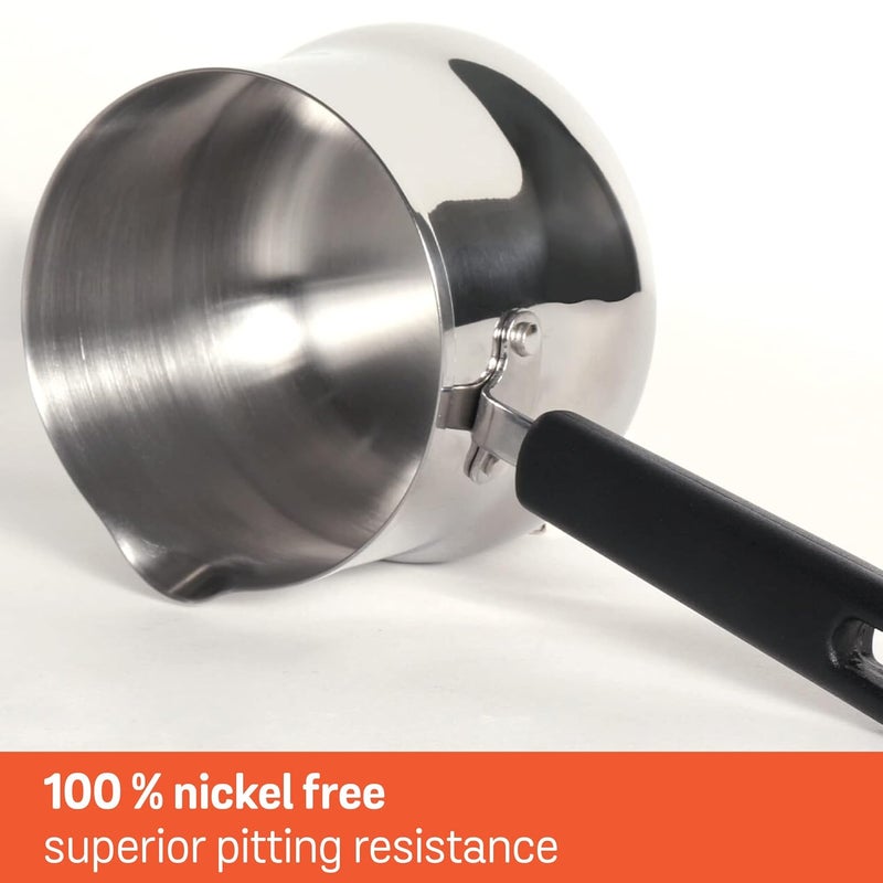 MEYER Meyer Nickel Free Stainless Steel Mini Pot Milk Pan Tea Pan Stainless Steel Milk Pan Induction Base Chai Pan Small Saucepan Milk Boiling Vessel Saucepan with Handle 10cm Grey 060 liter  - Image 4
