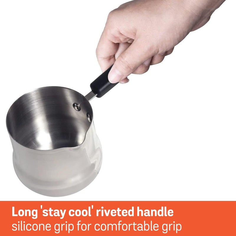 MEYER Meyer Nickel Free Stainless Steel Mini Pot Milk Pan Tea Pan Stainless Steel Milk Pan Induction Base Chai Pan Small Saucepan Milk Boiling Vessel Saucepan with Handle 10cm Grey 060 liter  - Image 5