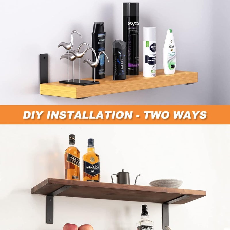 Ventuos Iron Angle Shelf Brackets 8inch Length x 6inch Height Set of 2 Industrial Modern Shelving - Image 2