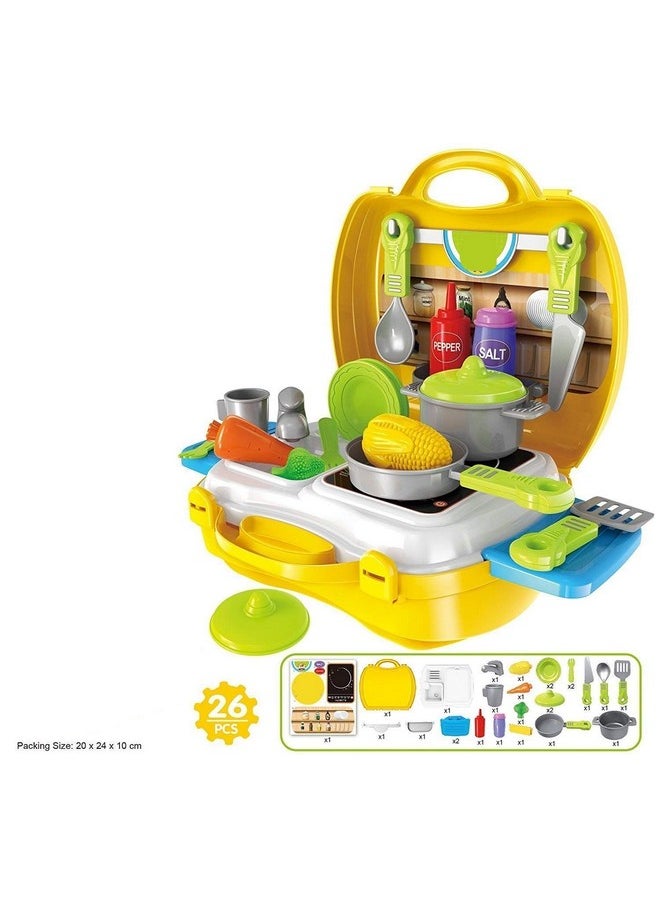 LUCID...We Build Relations LUCID...We Build Relations Kitchen Cooking Set for Kid Chef - 26 Piece Suitcase for Girls (2+ Year), Little Miniature Utensils Playset, Non-Toxic Plastic Toy Gift Briefcase Game  - Image 2